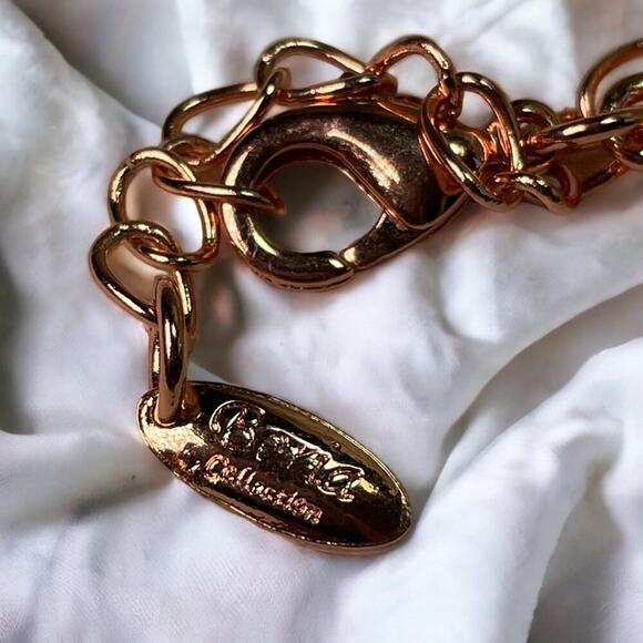 Beria Collection 18KT Rose GP Turquoise & Tigers Eye Floral Pendant Necklace - Picture 7 of 8